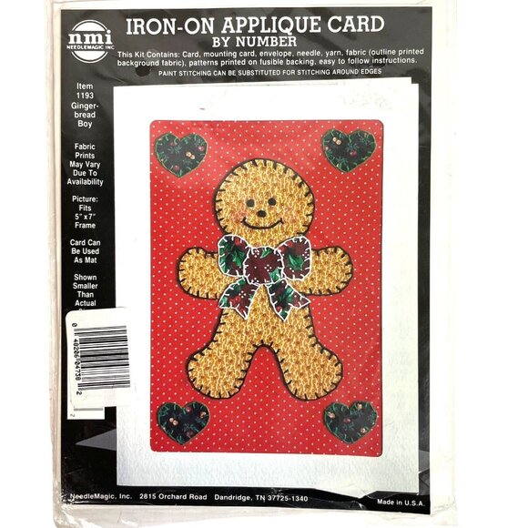 Stitch A Card Applique Kit # 1193 by NeedleMagic "Gingerbread Boy" - Picture 3 of 10